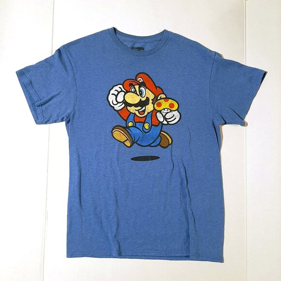Super Mario T-shirt Men's Size Medium Blue Soft Nintendo NES Retro Video Game - Picture 4 of 5